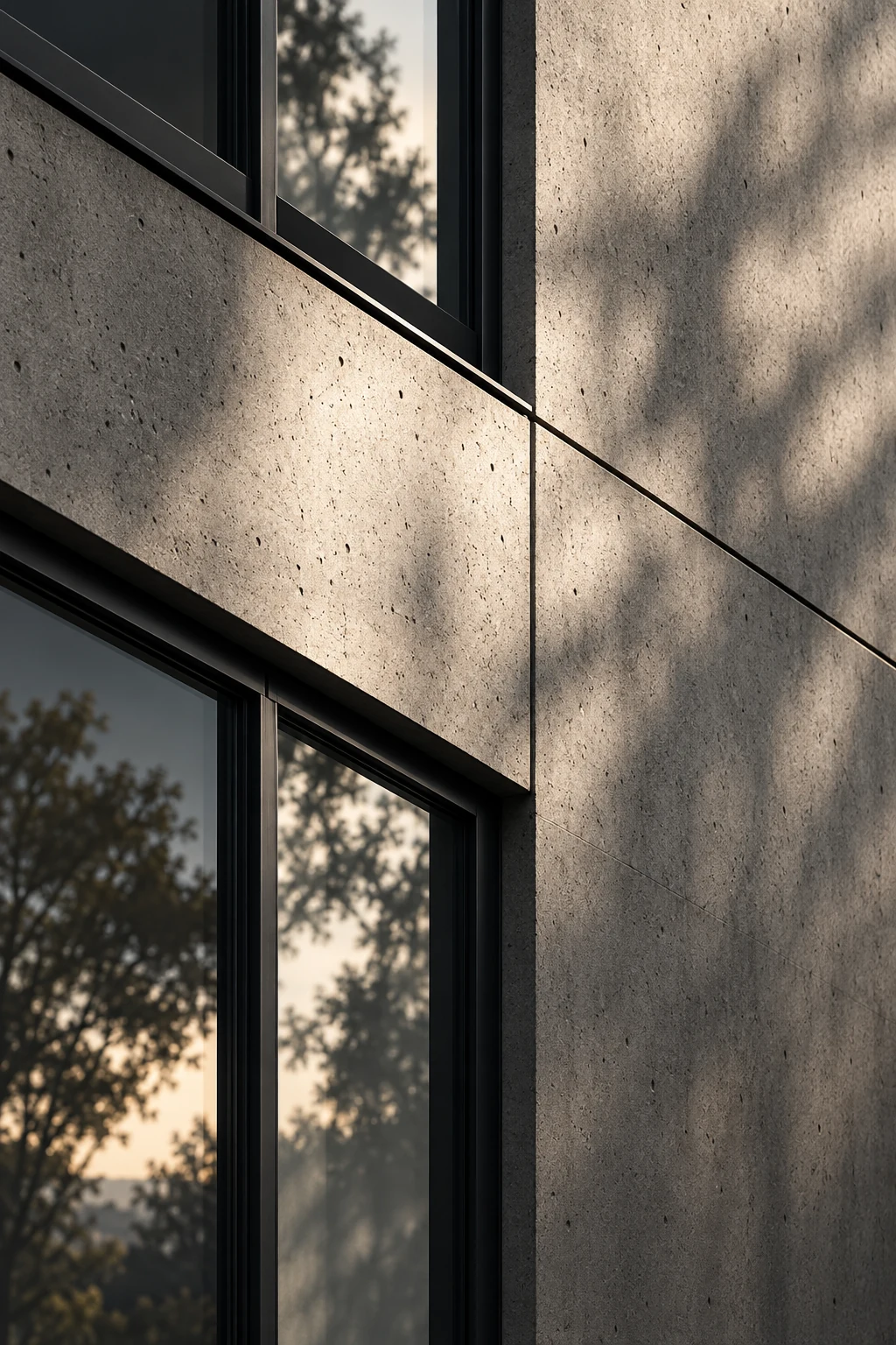 Betonfassade mit Licht und Schatten
