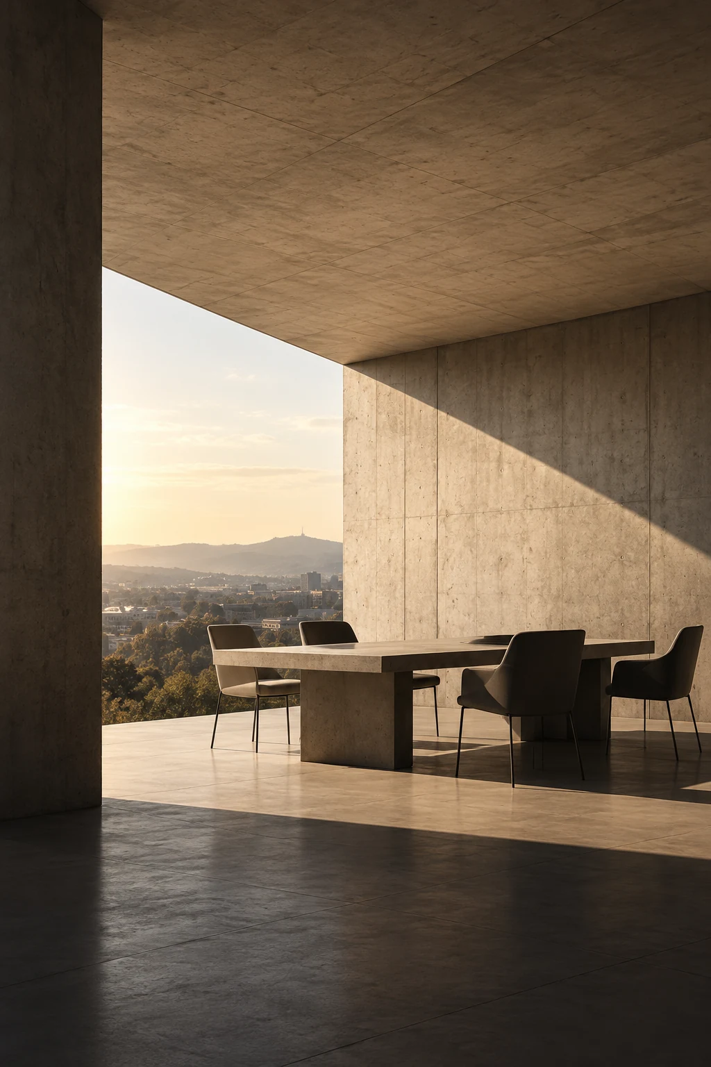 Besprechungsbereich in ruhiger Architektur